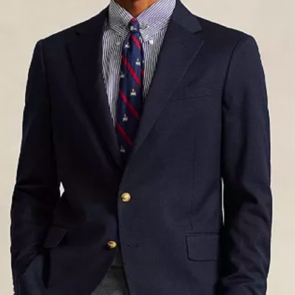 Lauren by Ralph Lauren 49L Classic Wool Blazer - Navy Blue With Gold Buttons.